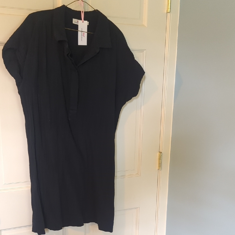 Vineyard Vines 100% Cotton Black Shirt Dress